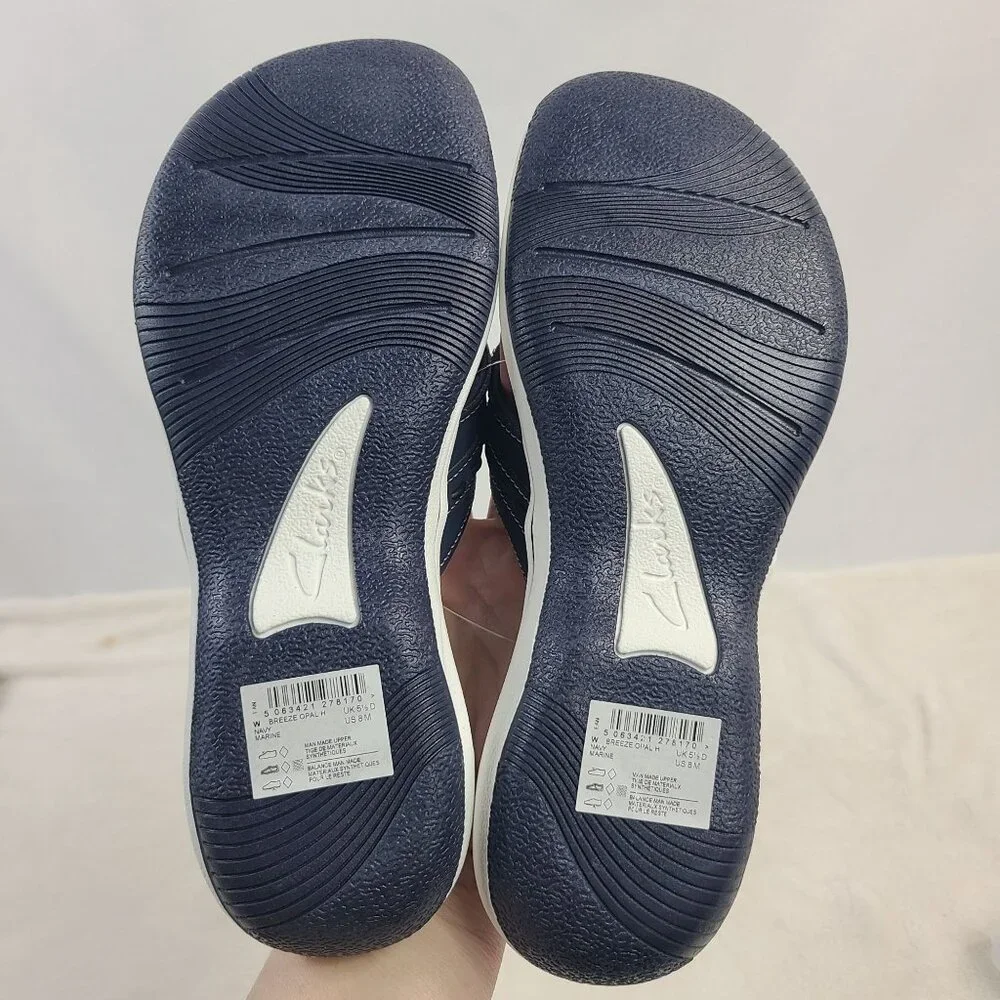 NEW Cloudsteppers By Clarks Women's Navy Blue Floral Flip Flop Sandals Size 8 - Picture 7 of 7